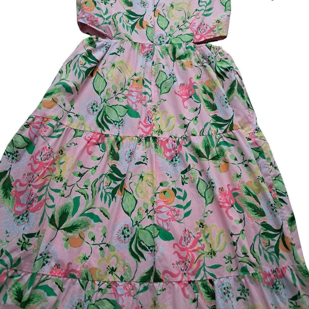NWT Lilly Pulitzer Lyssa Cotton Midi Dress Womens 12 Pink Cut Out Tiered Pockets - Picture 15 of 16